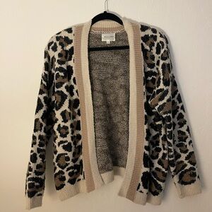 Anthropologie Leopard Print Cardigan - Black and Tan